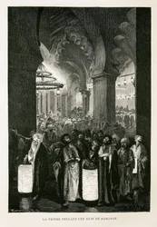 Imádság egy éjszaka alatt a ramadánban - illusztráció az egyiptomi atlaszból