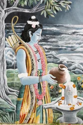 Rama tejet önt Shiva Lingamjára. Pashupatinah, Katmandu, Nepál