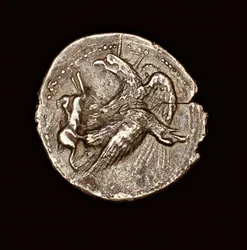 Ritka ókori görög érme, ezüst tetredrachma, Agrigentum, sas nyúllal, 411 BC (fotó)