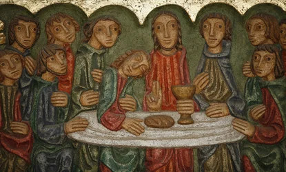 Saint-Samson székesegyház főoltár szobra: Az utolsó vacsora (Claude Gruer 1980), Dol-de-Bretagne, Franciaország