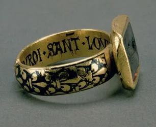 IX. Lajos francia király (Szent Lajos) (1215-70) pecsétgyűrűje (arany és zománc) (lásd még: 98047)