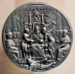 Ezüstérem Habsburg II. Rudolf császár (1552-1612) lovas arcképével.