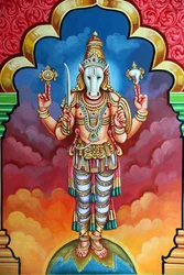 Sri Vadapathira Kaliamman hindu templom. Visnu avatárja. Kalki, a 10. megtestesülés. Szingapúr
