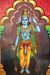 Sri Vadapathira Kaliamman hindu templom. Visnu avatárja. Ráma úr, a 7. megtestesülés. Szingapúr