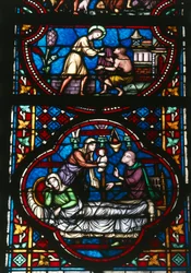 A Tournai Notre Dame székesegyház ólomüvege, Belgium (festett üveg)