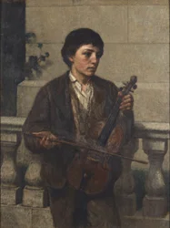 Street Musician 1800 (Olaj, vászon, Masonite-ra szerelve)