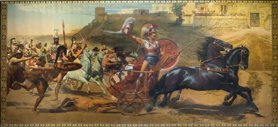 Akhilleusz diadala - Festmény a korfui Akhilleion-palotában - „Akhilleusz diadala” című festmény az Akhilleion-palotában, Korfu óvárosában, a Jón-szigeteken, Görögországban, Európában