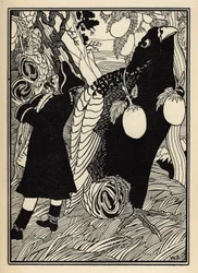 A báró felfedezi a nagy madarakat és a rotisokat a fákon az Egyesült Államokban. Illusztráció: William Strang (1859-1921) és JB Clark Rudolf Erich Raspe (1736-1794) A münchauseni báró (Munchhausen) kalandjaiból (1789)