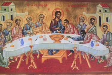 Az utolsó vacsora. Saint-Antoine-le-Grand ortodox templom Saint-Laurent-en-Royans Franciaország