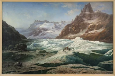 Jégtenger, Claude Hugard de la Tour (1818-1886) olajfestménye vászonra, az Alpok látképét ábrázolja. Fényképezés, KIM Youngtae, Musee des Beaux Arts de Chambery, Chambery, Franciaország.