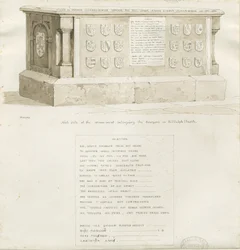 Sír a Biddulph templomban - "William Bowyer": szépia rajz, 1837