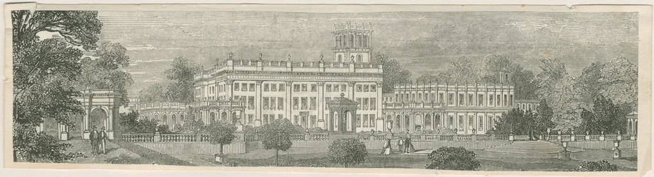 Trentham Hall: fametszet, és [?19. század közepe]