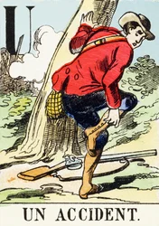 U: Egy baleset – A vadászábécé, 1890 körül (metszet)
