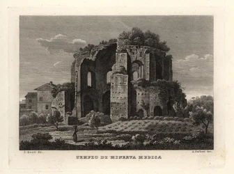 Kilátás a Minerva Medica-templomra, a Tempio di Minerva Medica-ra vagy a római nymphaeumra