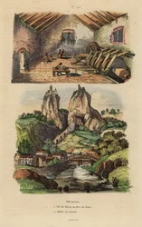 Kilátás a városra, a hídra és az Oberstein 1-es sziklatemplomra, valamint az achát és jáspis drágakő polírozó malomra 2