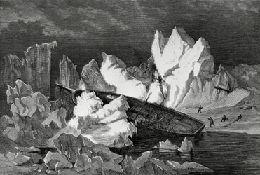A Hansa roncsát jég zúzta, 1869. október, Jeges-tenger, Második német északi-sarki expedíció