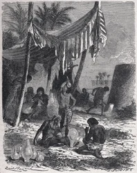 üvegkészítés az ókori Egyiptomban, 1880 körül (metszet)