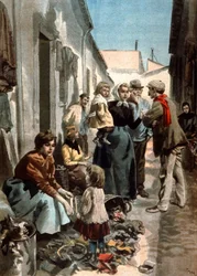 rongyos-csontos emberek Párizsban, 1900 körül (illusztráció)