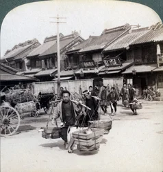 Coolies, utcakép Tokióban, 1896