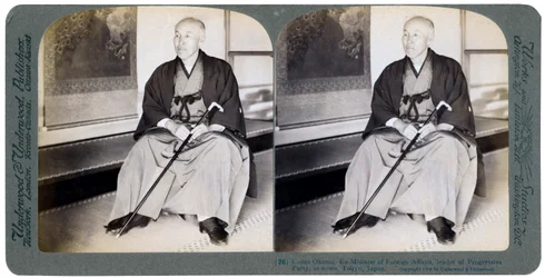 Okuma gróf, volt külügyminiszter, a Haladó Párt vezetője, Tokió, Japán, 1904.