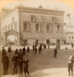 Híres vörös lépcsőház és régi palota, Moszkva, Oroszország, 1900.