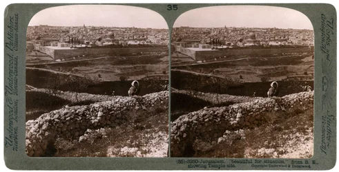 Jeruzsálem délkelet felől nézve, a templom helyét mutatja, Palesztina, 1900-as évek.