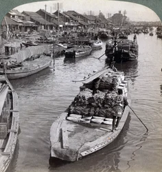 Nyugatra nézve a Nihon bashi hídtól, Tokió központja felé, Japán, 1904