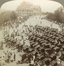 Riksák Krisztus előtt templom, Simla, India, 1902. június 26.