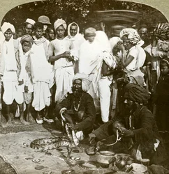 Kígyóbűvölő, Kalkutta, India, 1900-as évek.