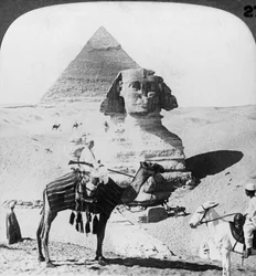 A gízai nagy szfinx, Egyiptom, 1905.