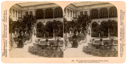 Egy damaszkuszi otthon belső udvara, Szíria, 1900.