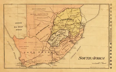 Dél-Afrika térképe a második búr háború idején, 1899