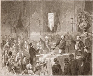 Szabadkőműves keresztelő a Fraternelle Amitive páholyban 1861-ben.
