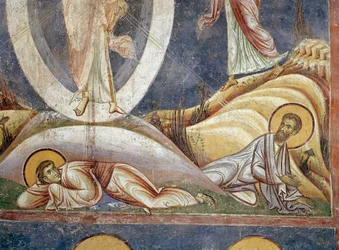 Apotres Jean és Jacques Detail. A színeváltozás freskója. 1164 Nerezi, Szent Kelemen-templom, Macedoine