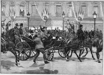 Sadi Carnot (1837-1894) köztársasági elnök meggyilkolása Caserio anarchista által. 1894. 06. 24.