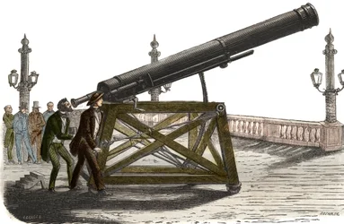 M. Queslin párizsi Place de la Concorde csillagászati kerete. Metszet 1857-ből a „Le Musee Des Sciences”-ben