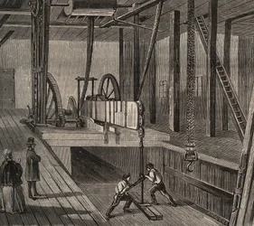 Atelier de drilling du artesian de Passy. Metszet 1856-ból a „Le Musee Des Sciences”-ben