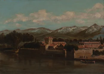 Az Isère partja Grenoble-ban, hegyi kilátás, 1864 (olaj, vászon)