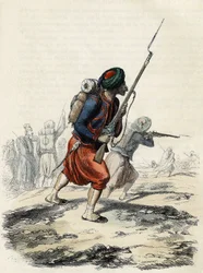 A bennszülöttekből álló francia Armee Zouaves zászlóalja, amelyet Clausel tábornok 1830-ban az Atlasz algériai expedíciójára alapított, Leon Galibert „” L