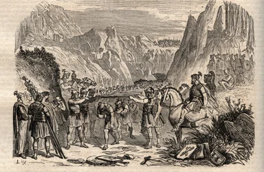 A caudiumi szoros csatája - A caudiumi szoros csatája (Furculae Caudinae) - Kr. e. 321-ben a rómaiak és a samnisok között, a második samnis háború során - Második samnis háború, a caudiumi szoros csatája Kr. e. 321-ben, Tiberius Vetu consulok római