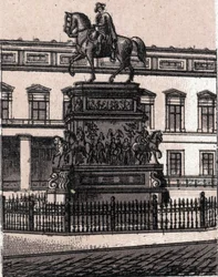Berlin, Németország: II. Nagy Frigyes szobra (Nagy Frigyes). in "" A világ 168 nézetet szemléltet"" Keltezés nélküli (19. század vége)