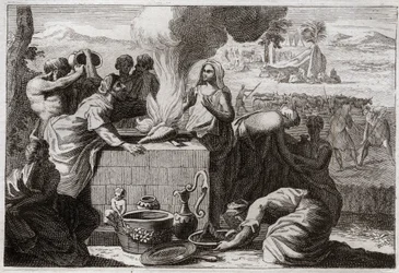 Royaumont Biblia, Ószövetség: Loth elválik Ábrahámtól. Veszekedés támadt Ábrahám és Lót pásztorai között, és elváltak egymástól, és Lót visszavonult Szodomába. Illusztráció 1811-ből.