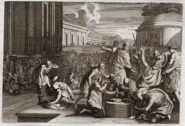 Royaumont Biblia, Ószövetség: Adonibesec büntetése. Josue halála. Adonibesec király (Adonibesech, Adoni Bezek, Adoni-Bezek) miután a zsidók dacoltak vele, levágták lábai és kezei végét, ahogyan levágta, még hetven király korában is.