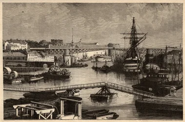 Brest - A katonai kikötő - Finistere - Bretagne - "" PATRIE" metszet" - PECTURESSE FRANCIAORSZÁG LEÍRÁSA 6 KÖTETÉSBEN LUCIEN HUARD - 19. század vége