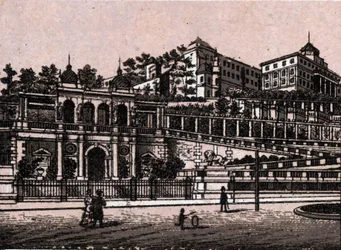 Budapest, Magyarország: a Bourgbazar (Burghbazaar) képe a „” A világ 168 nézetet szemléltet”” Keltezés nélküli (XIX. század vége)