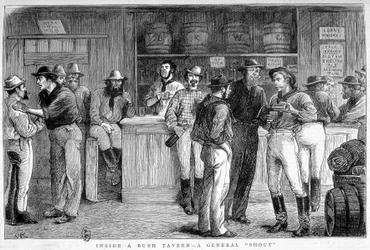 Bush taverna Ausztráliában, 1880 körül.