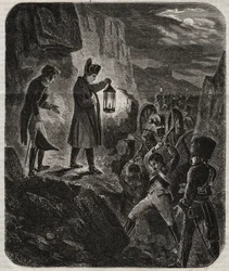Poroszország és Lengyelország hadjárata: I. Napóleon császár (1769-1821) az ienai és auerstaedti csata előestéjén 1805.10.14 - I. Napóleon császár a jénai csata (Jena Auerstedt army) előtti éjszakán a porosz ellen. 1805. október 14-én - Nap