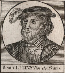 Capetians-dinasztia: I. Henrik (1009-1060), a frank király 1031 és 1060 között portréja - I. Henrik (1009-1060) francia király - metszet Charles Constant Le Tellier „Instruction sur l