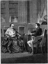 Pius által Párizsban legatnak nevezett Giambattista Caprara bíborost 1801-ben Bonaparte Napóleon fogadta Malmaisonban.
