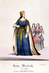 Lady Macbeth karaktere Giuseppe Verdi (1813-1901) „Macbeth” című operájában William Shakespeare munkája nyomán. 1847. Metszet.